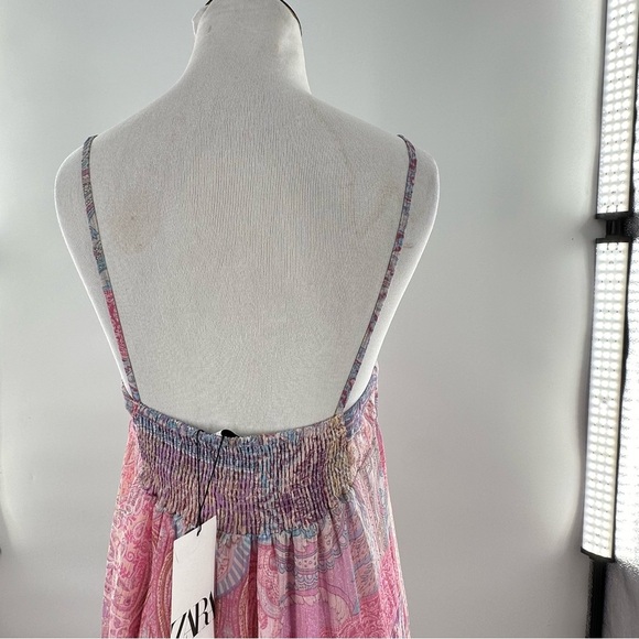 Zara womens dress size L multicolored patchwork paisley metallic hi-lo maxi - Picture 6 of 12